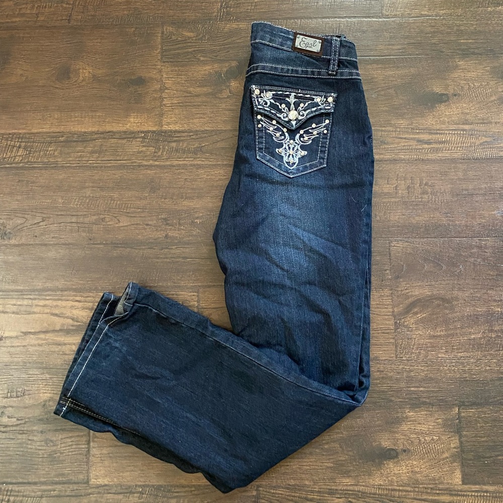Low rise boot cut jeans